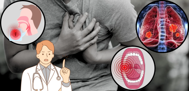 咳や痰に続いて、体の内部に違和感を感じる様子