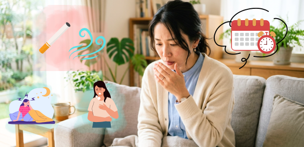 長引く咳の症状で、病院を受信するか迷っている様子