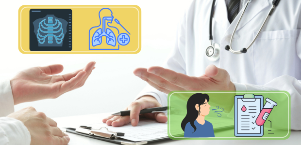 呼吸器内科で行う検査の内容について医者が説明している様子