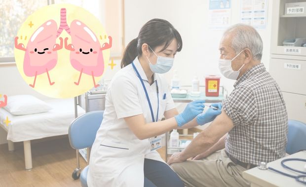 肺炎を予防するために肺炎球菌ワクチンを接種している高齢男性。