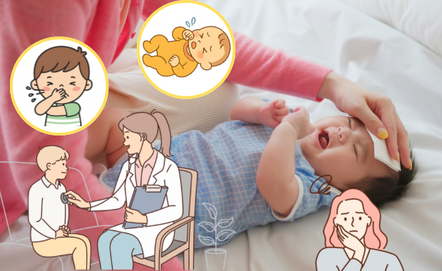 赤ちゃんの咳が続き、受診や相談を考える場面の一例