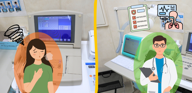 呼吸器検査で喘息や咳喘息、COPDなどの気道の狭窄や過敏性の有無を確認する