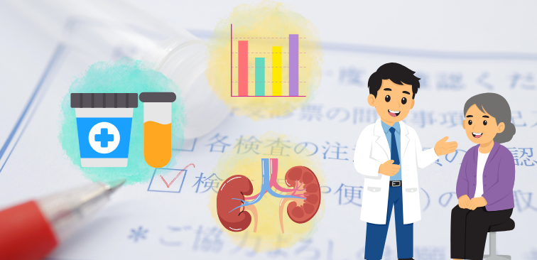 尿検査で分かる内容を説明する医師