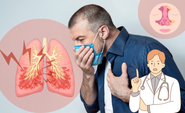 咳や息苦しさがあり、気道や肺の不調が疑われる様子