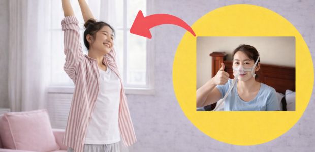 CPAP療法を取り入れることで、呼吸が安定され、症状が改善されていく様子