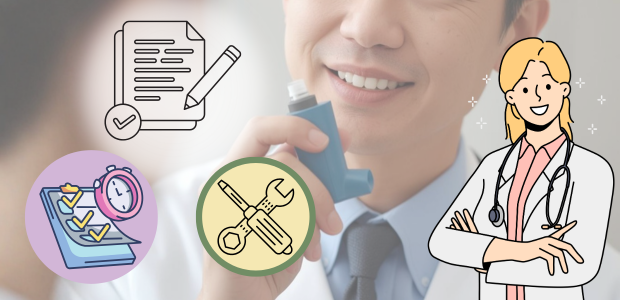 吸入器の継続使用やメンテナンスの重要性を示すイメージ