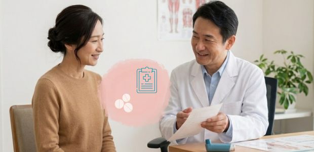 喘息の治療内容について医師と相談する様子