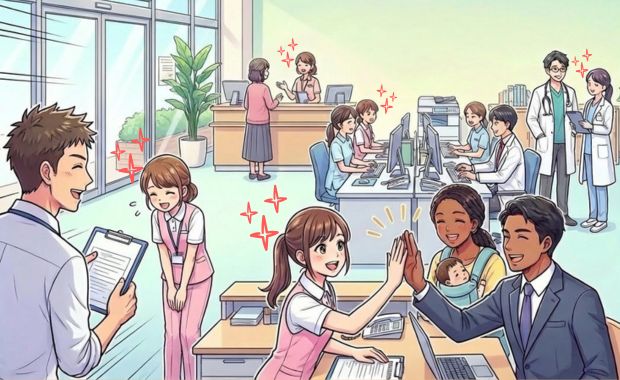 受付　医療事務　正社員　パート　チーム　クリニック