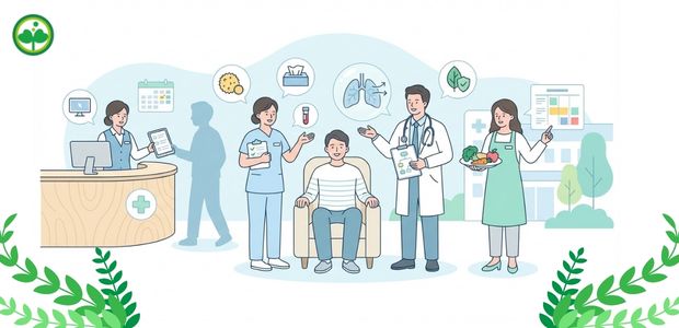 当院のチーム医療で花粉症診療を支えているイメージ