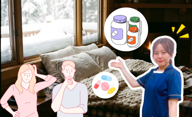 冬の体調不良に悩む人に向けて、管理栄養士が冬におすすめのサプリをわかりやすく伝えている場面