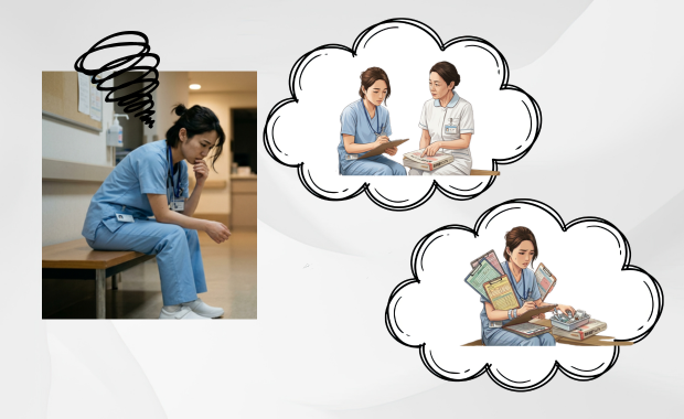 看護師が仕事をもう辞めたいと悩んでいる様子