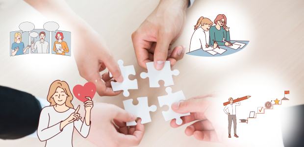 スタッフ同士が連携しながら自然に関係を築き職場に馴染んでいく様子