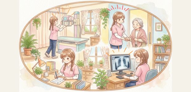 放射線技師が週一勤務で出勤し業務準備を行う一日の流れ