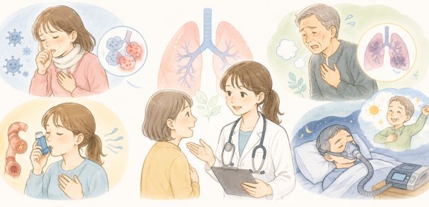 咳や喘息、睡眠時無呼吸症候群など呼吸器内科外来で診る代表的な病気