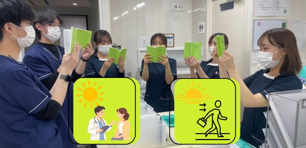 資料を持った院内スタッフが集まり確認する呼吸器内科医の1日の仕事風景