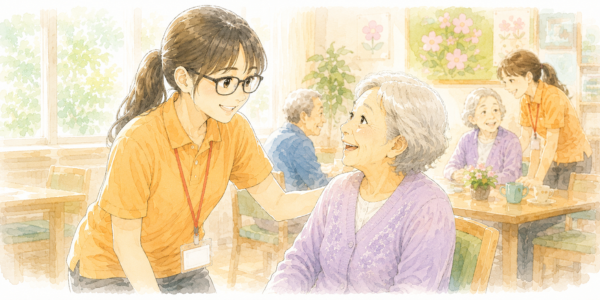 利用者様との笑顔の関わりにやりがいを感じるスタッフ